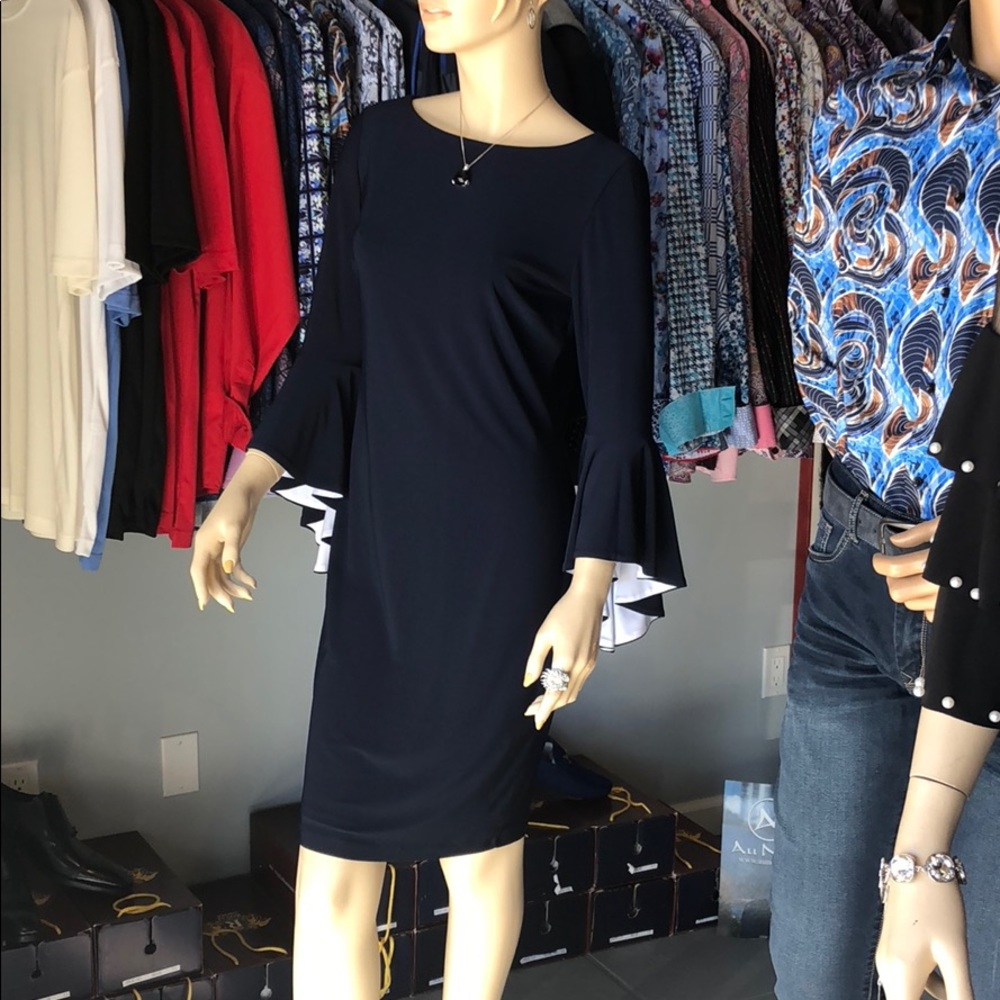 Asymmetrical Sleeves Midi Dress